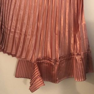 Pleated Rose Gold Midi Skirt